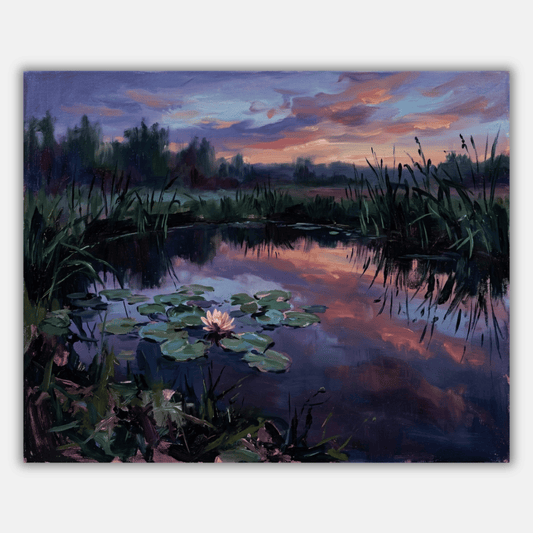 Lily Pad Pond Dusk PicturaNumbers