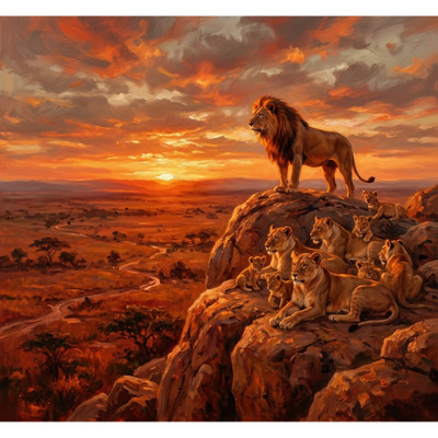 African Lion Pride Sunset