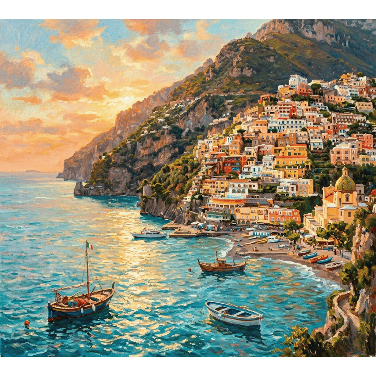 Amalfi Cliffside Sunset PicturaNumbers