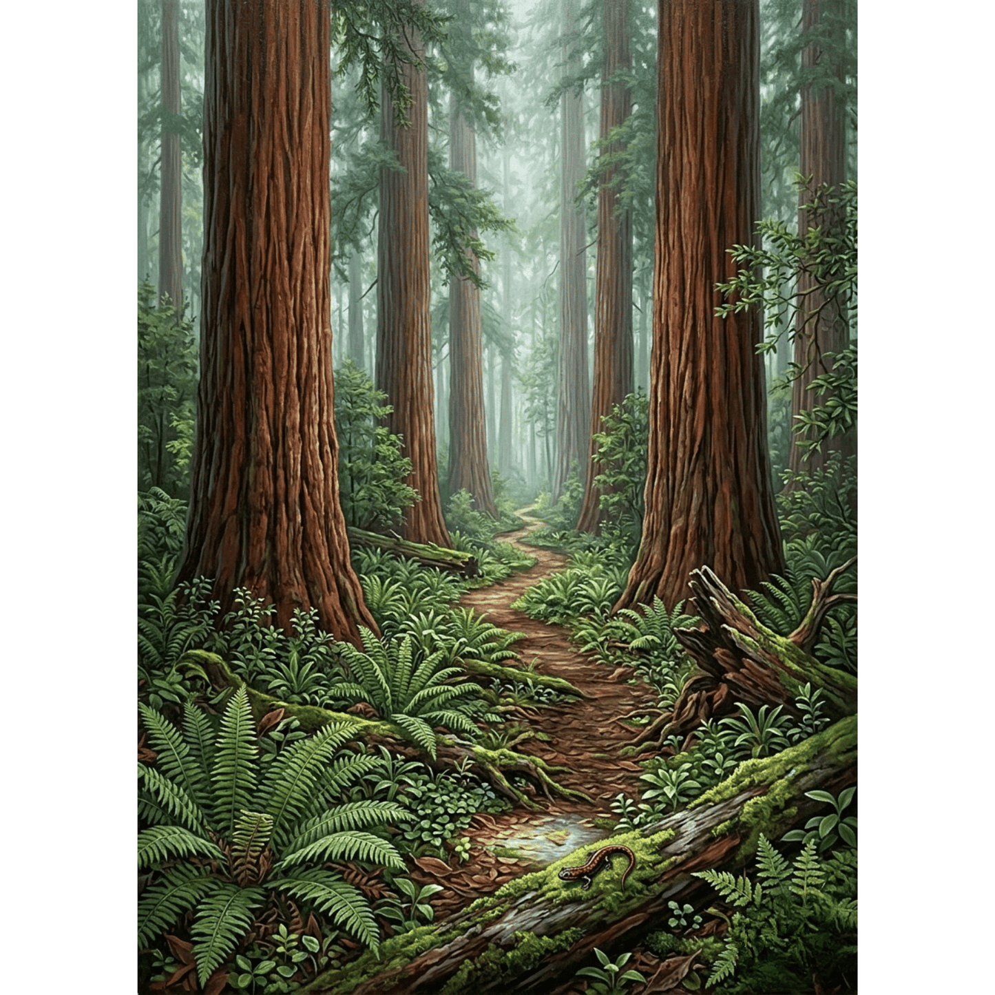 Ancient Redwood Forest Path PicturaNumbers