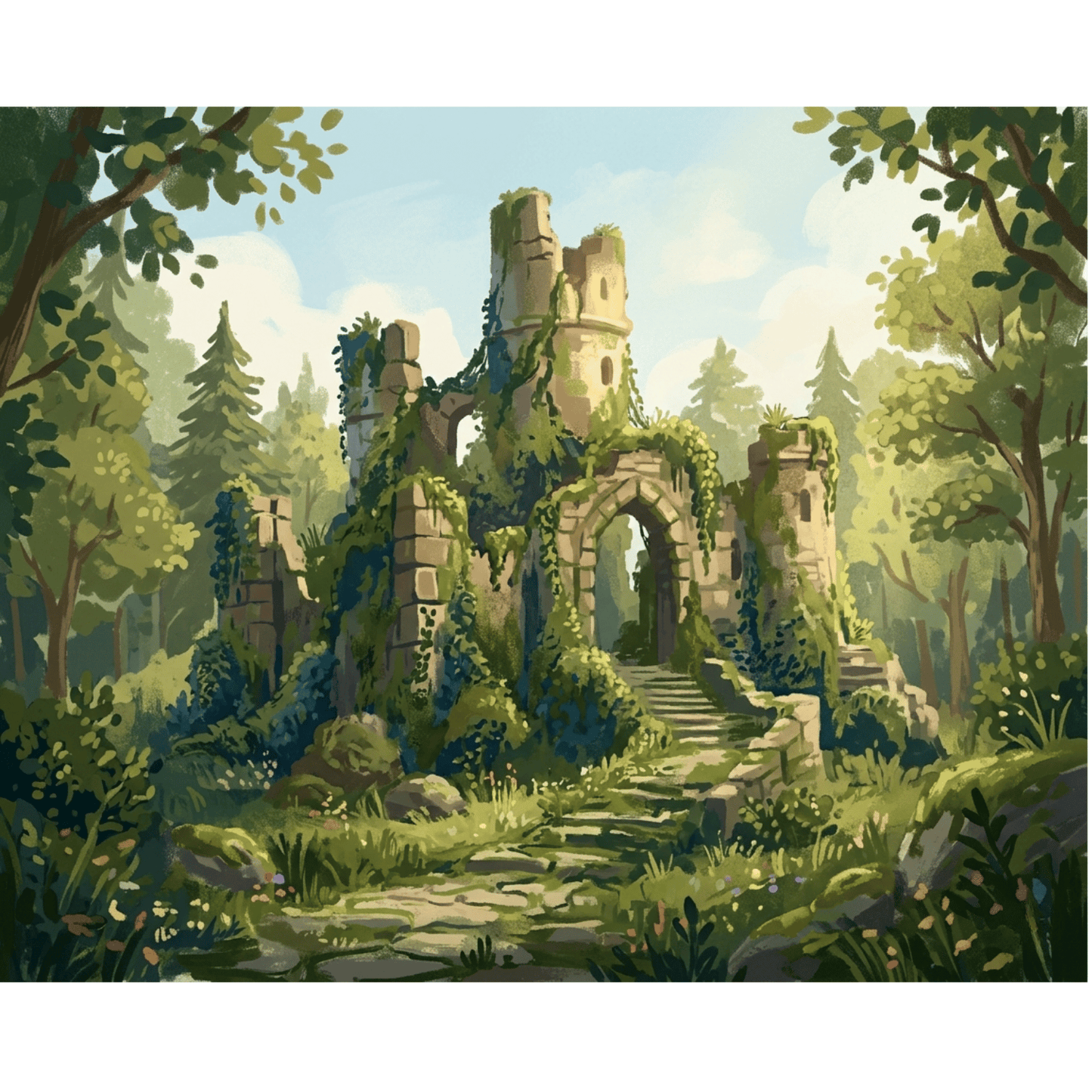 Ancient Ruins Vines PicturaNumbers