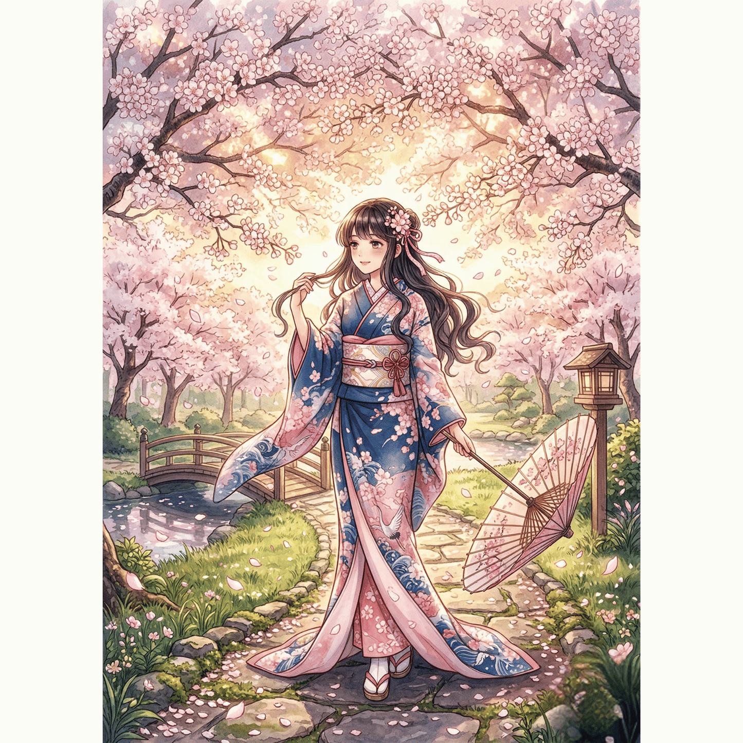 Anime Girl Cherry Blossom PicturaNumbers