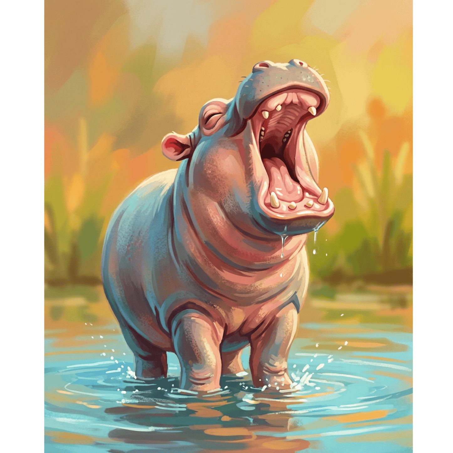 Baby Hippo Yawn PicturaNumbers