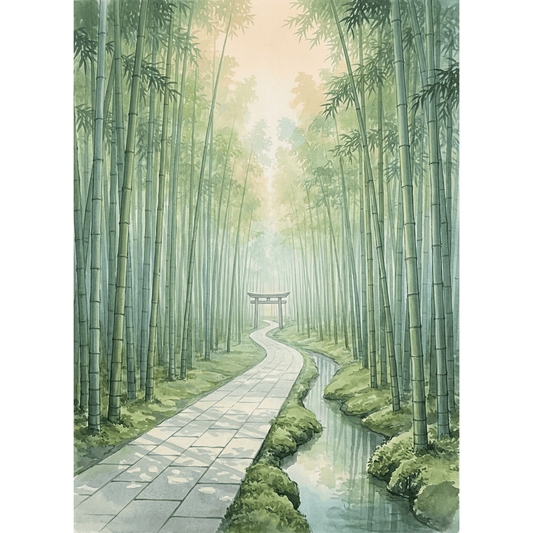 Bamboo Forest Kyoto Morning PicturaNumbers