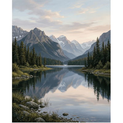 Calm Mountain Lake Scene