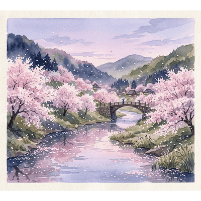 Cherry Blossom River Valley