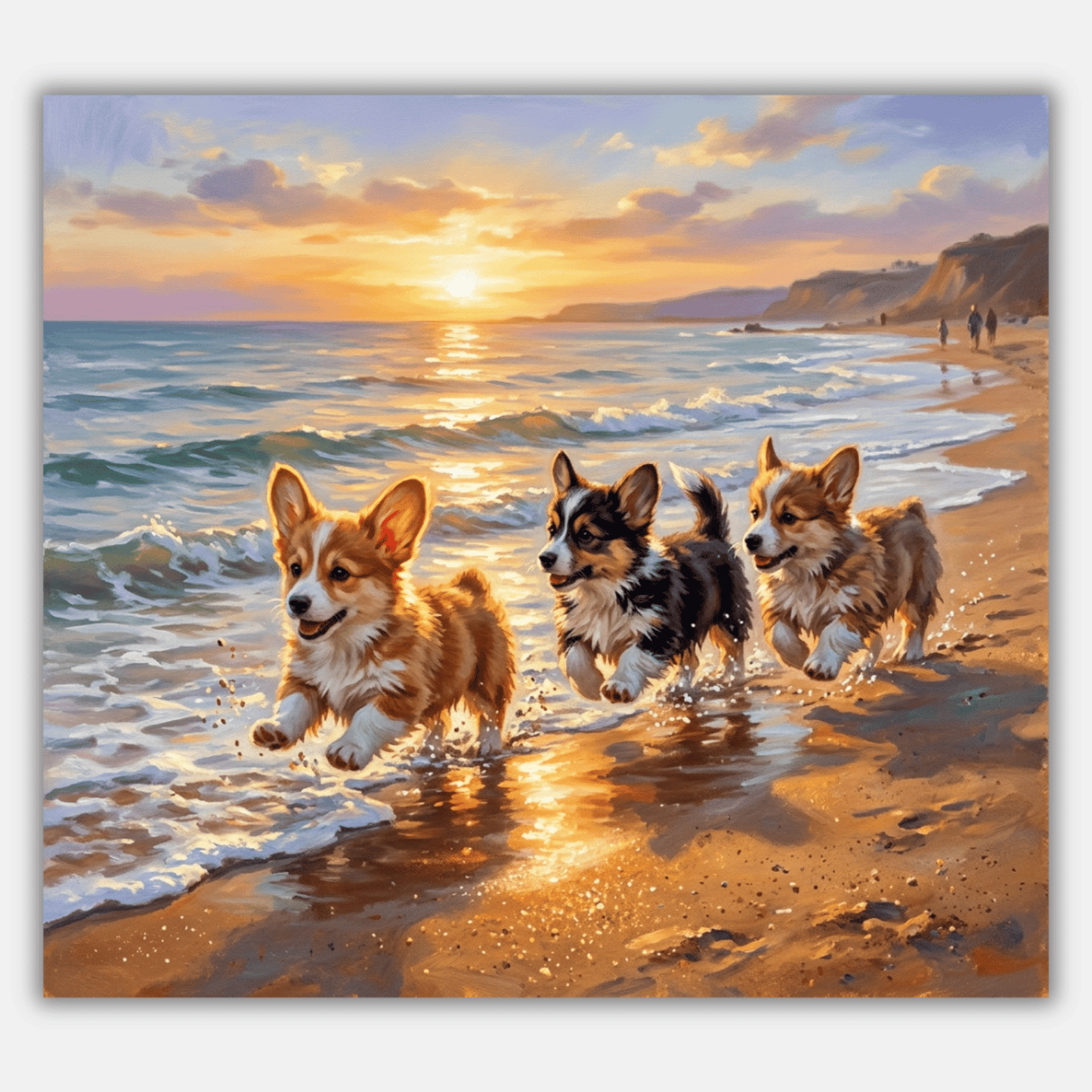 Corgi Puppies Beach Run PicturaNumbers