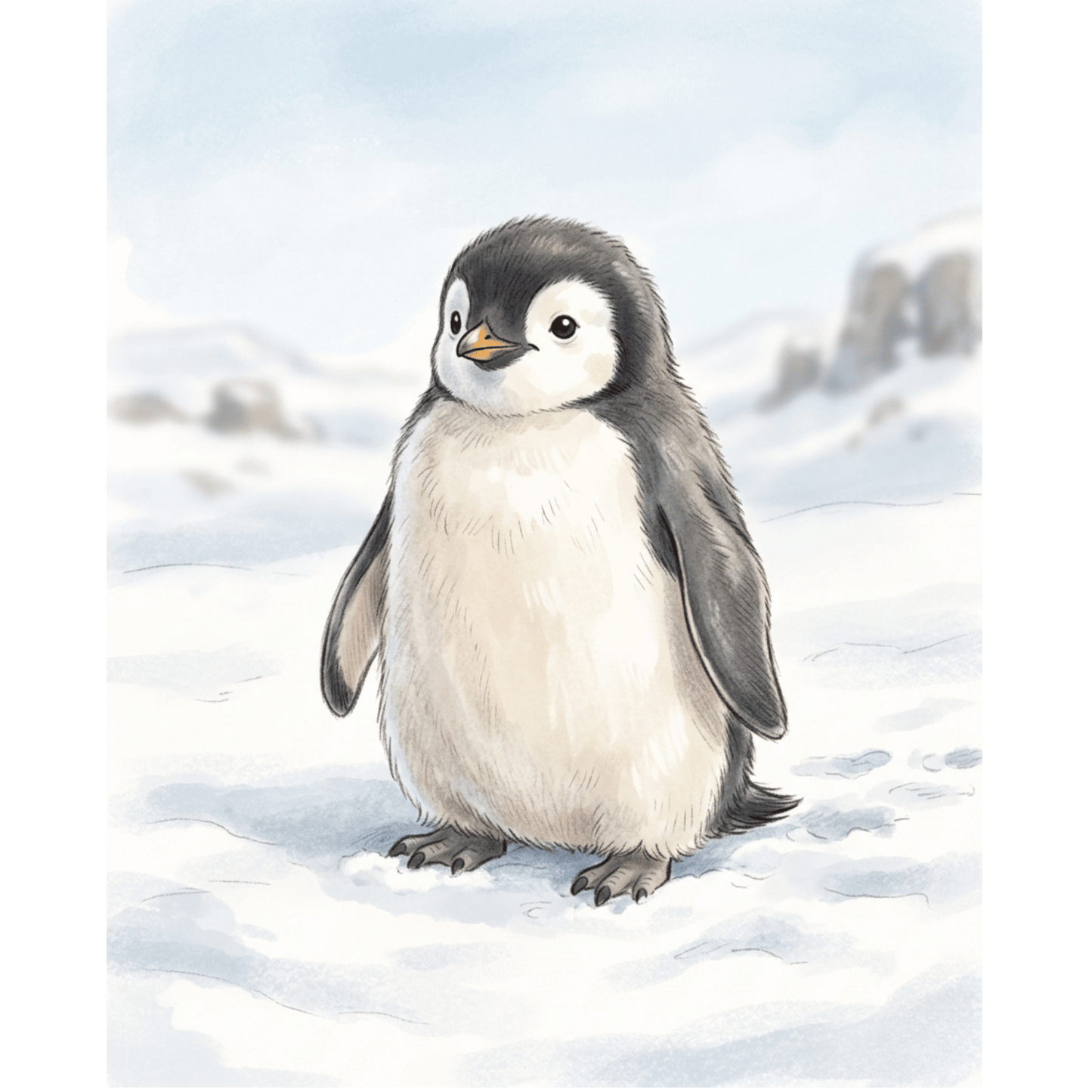 Cute Penguin Snow PicturaNumbers