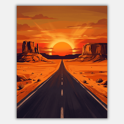 Dreamy Desert Road Sunset