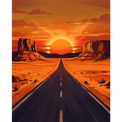 Dreamy Desert Road Sunset