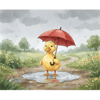 Duckling Red Umbrella