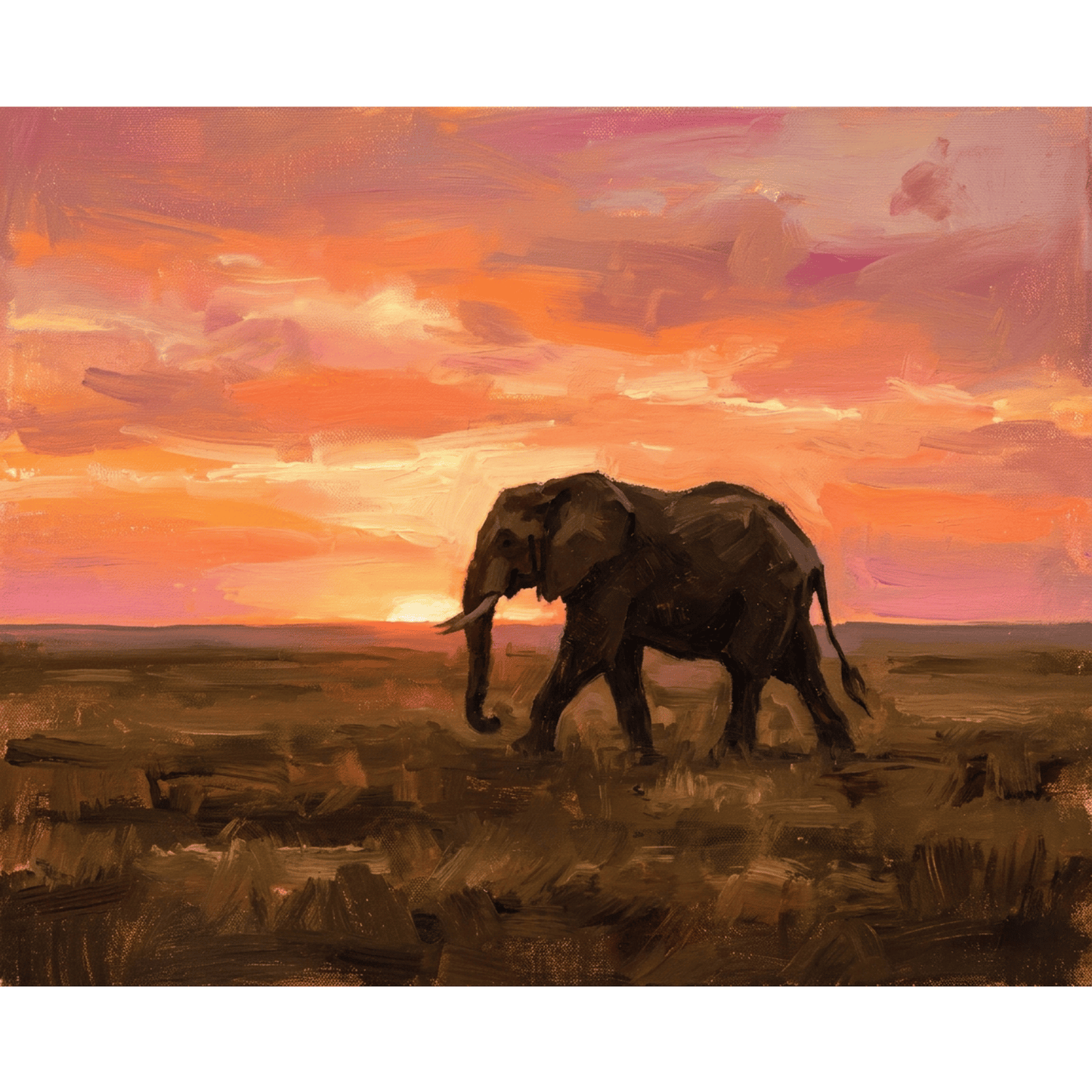Elephant Sunset Walk PicturaNumbers