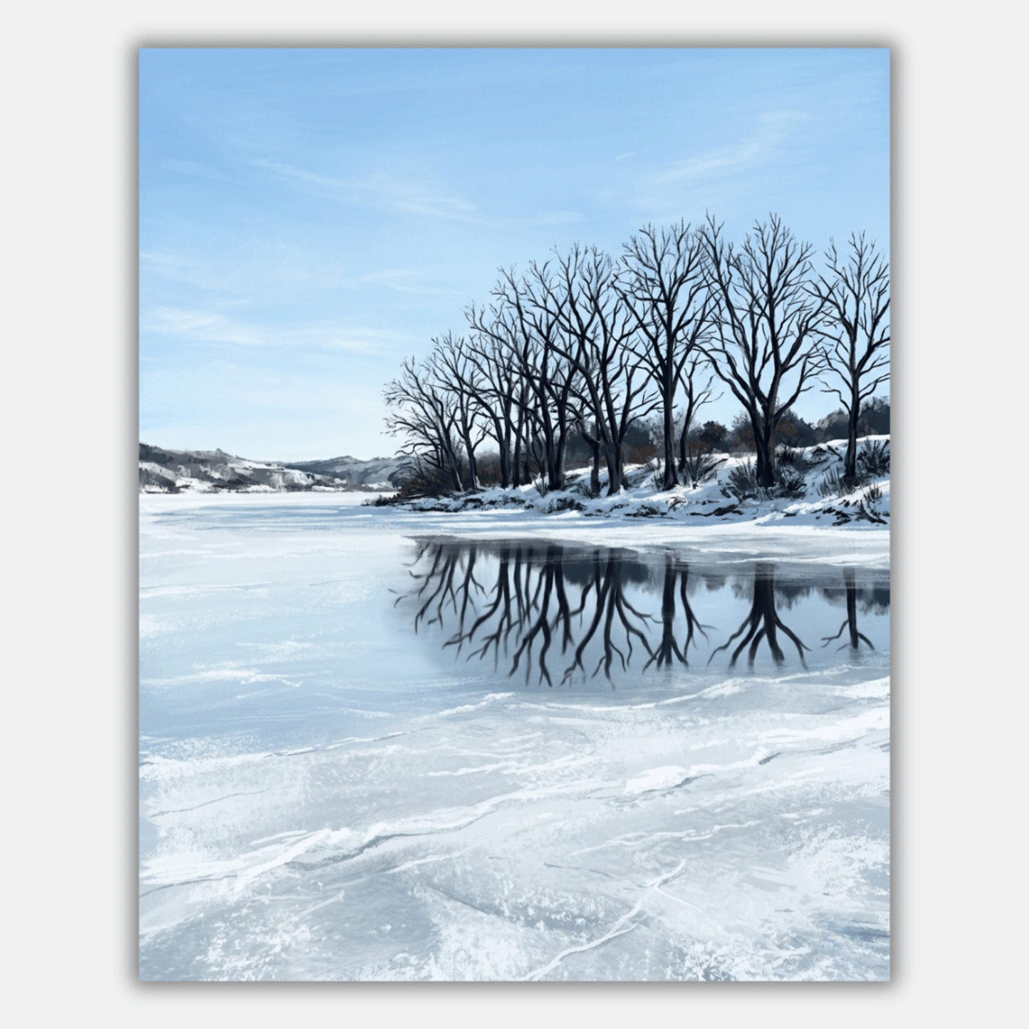 Frozen Lake Bare Trees PicturaNumbers