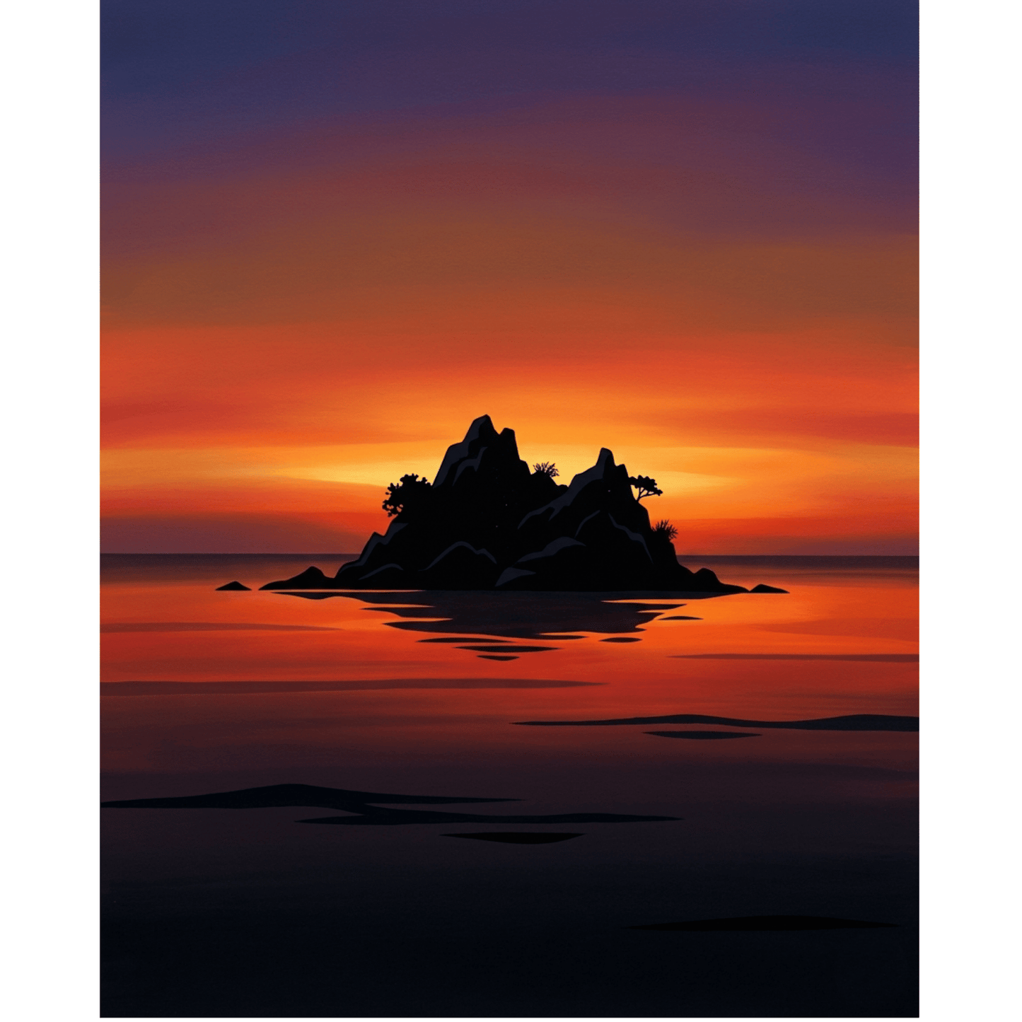 Island Silhouette Sunset PicturaNumbers