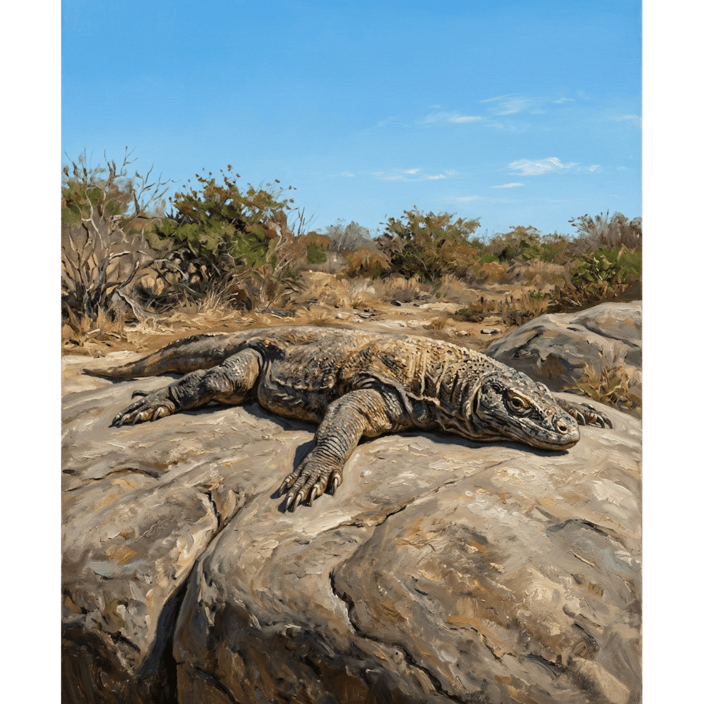 Komodo Dragon Sunbaking PicturaNumbers