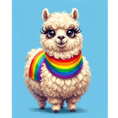 Llama Rainbow Scarf