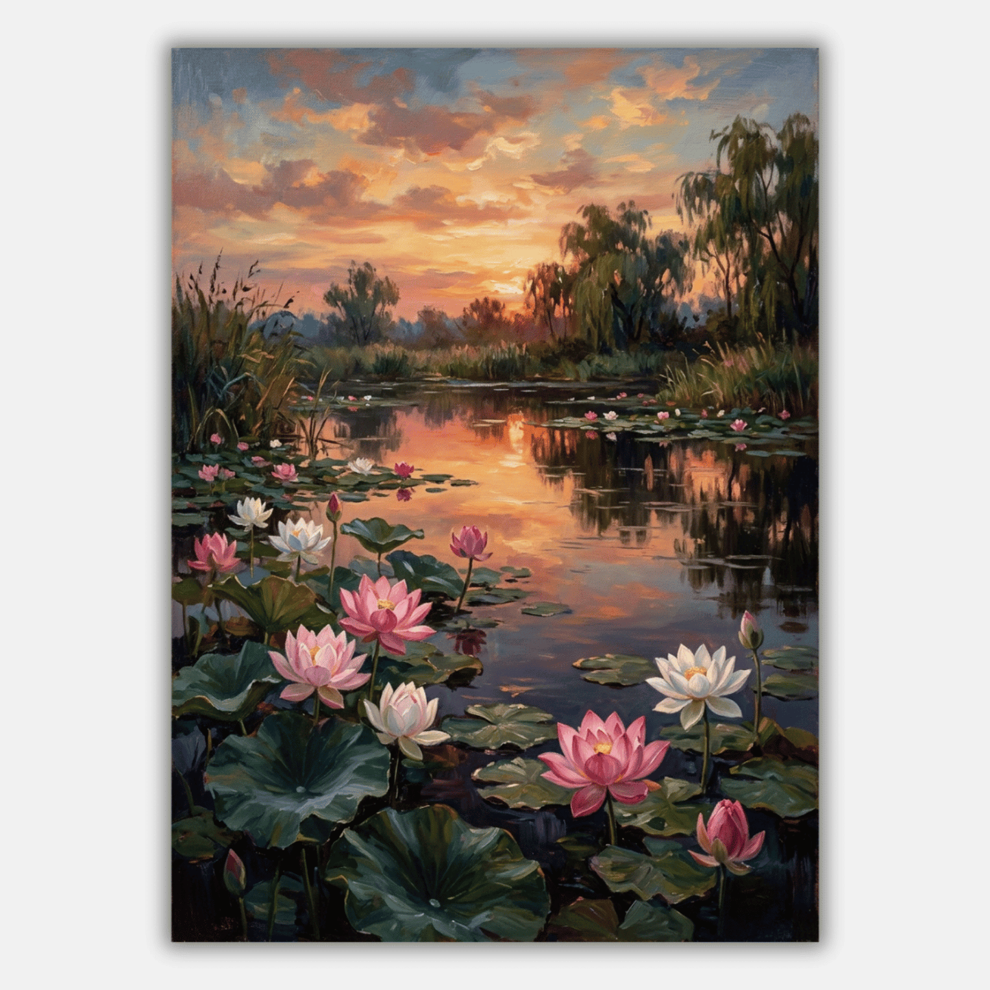 Lotus Pond Reflection PicturaNumbers