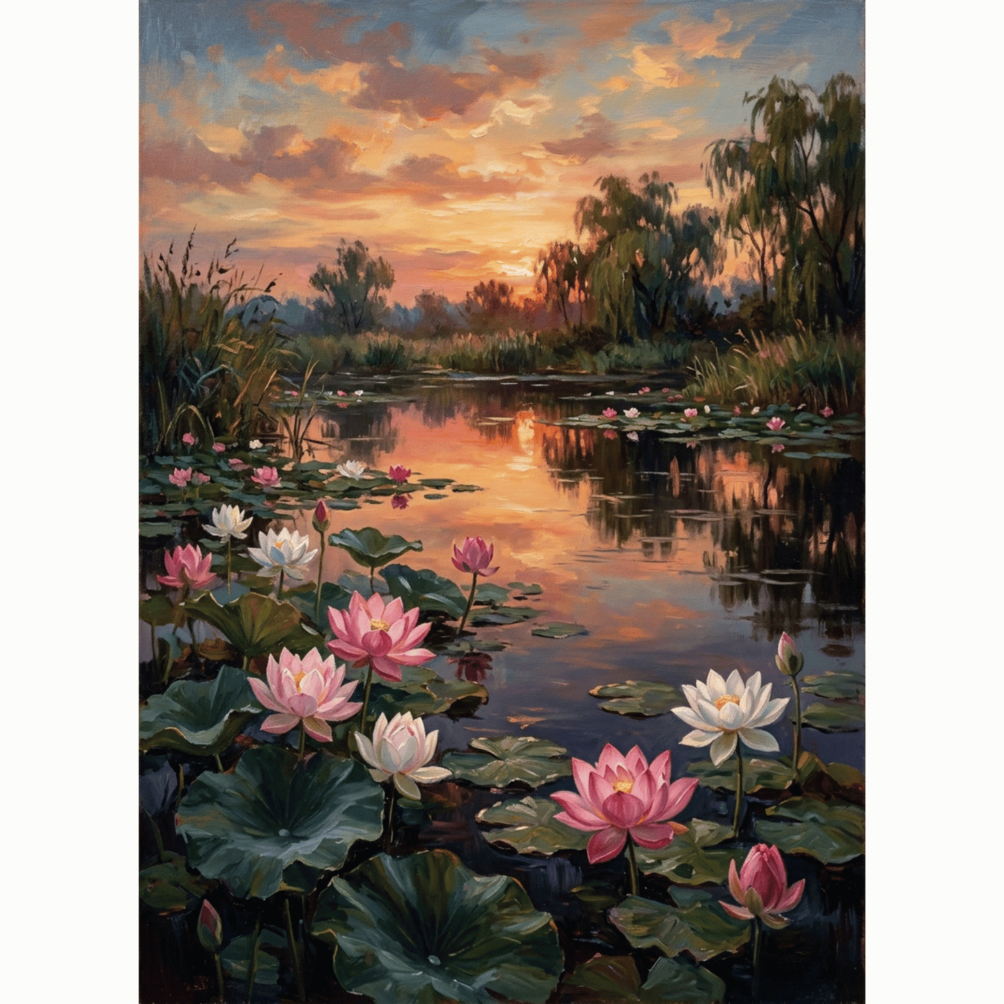 Lotus Pond Reflection PicturaNumbers