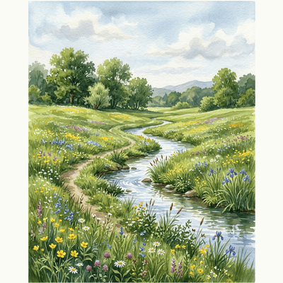 Meadow With Stream