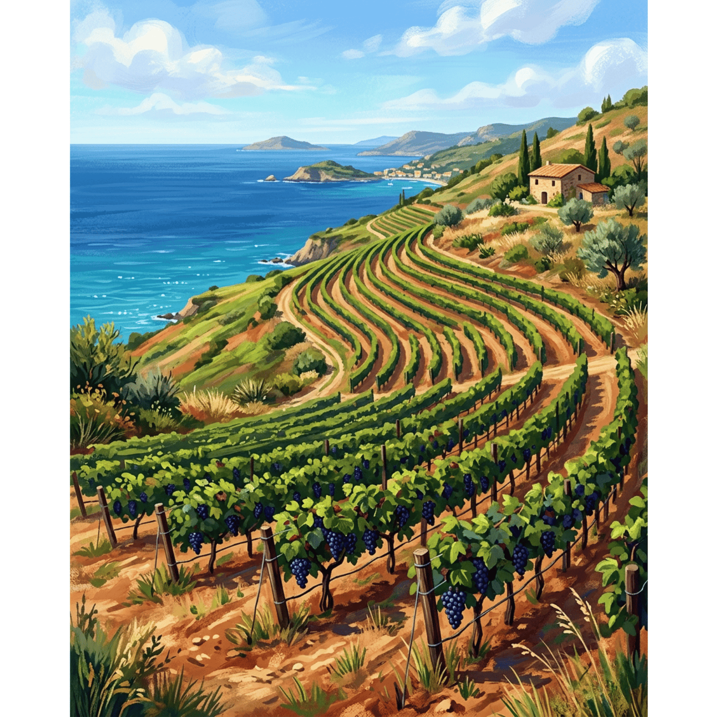 Mediterranean Vineyard Hillside PicturaNumbers