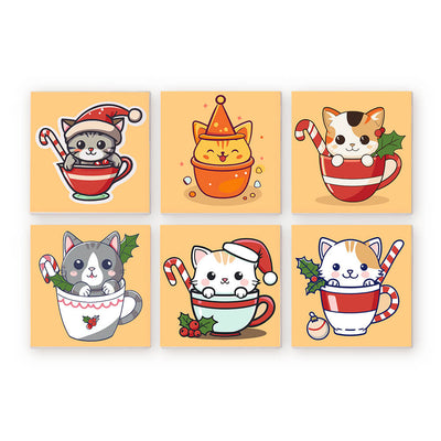 Cute Cats In Cups (6 set)