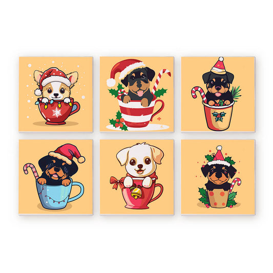 Cute Pups In Cups (6 set) PicturaNumbers