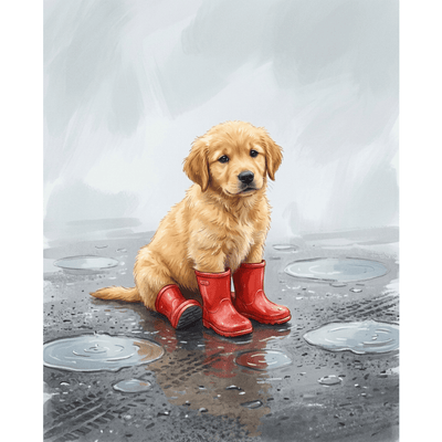 Puppy Red Boots
