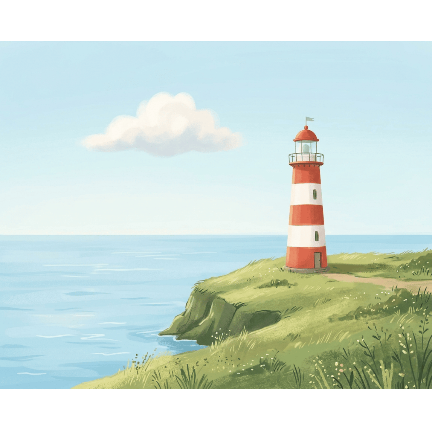 Red White Light House PicturaNumbers