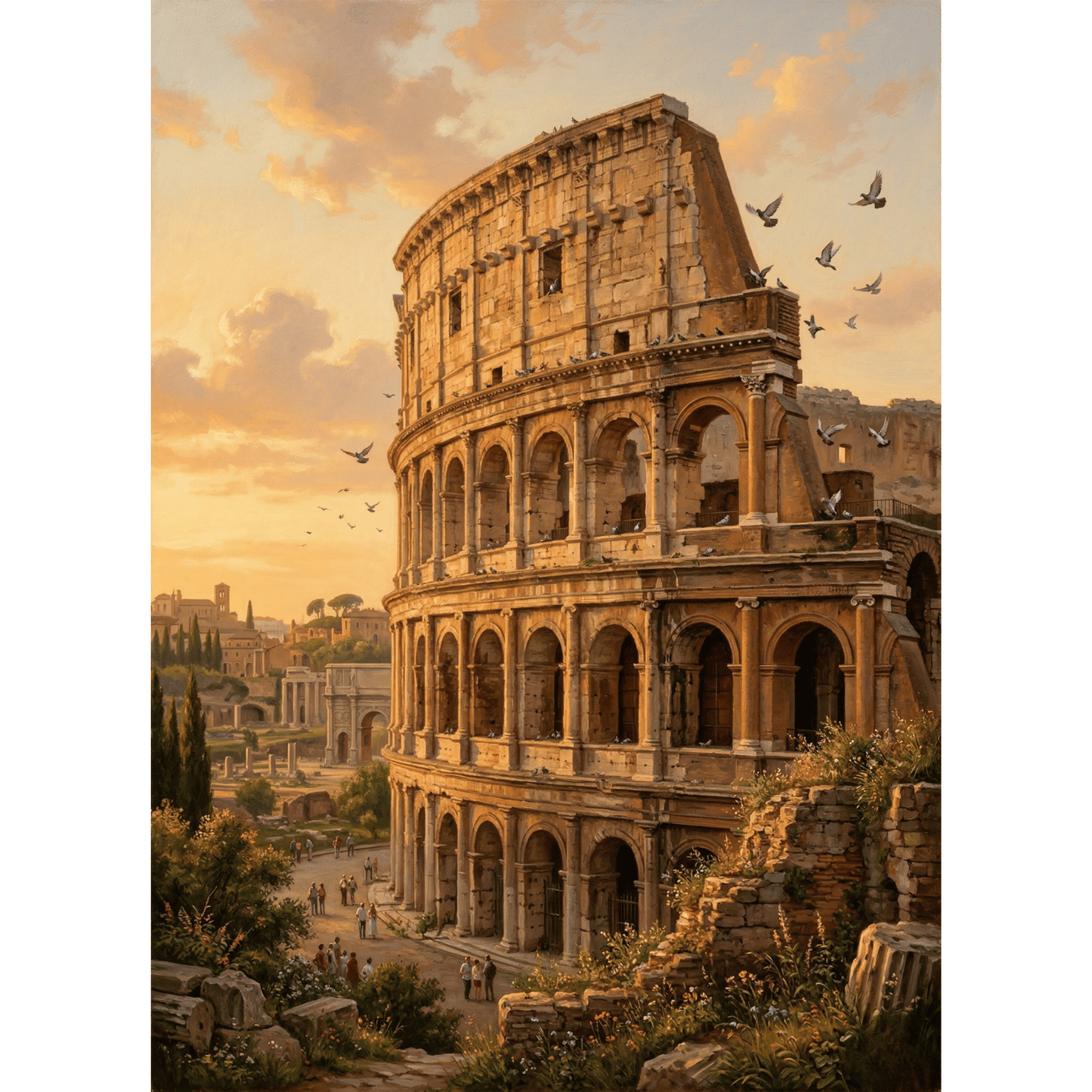Roman Colosseum Golden Hour PicturaNumbers