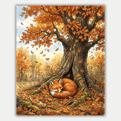 Sleeping Autumn Fox