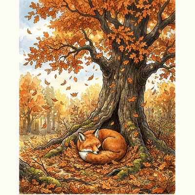 Sleeping Autumn Fox