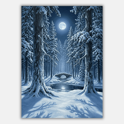 Snowy Pine Forest Moonlight