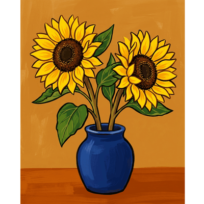 Sunflower Blue Vase