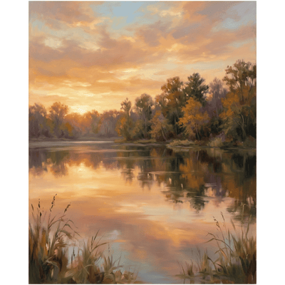 Sunset Over Lake Trees