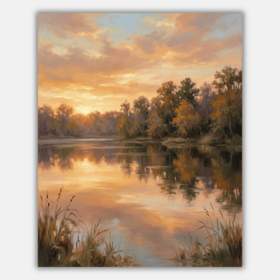 Sunset Over Lake Trees