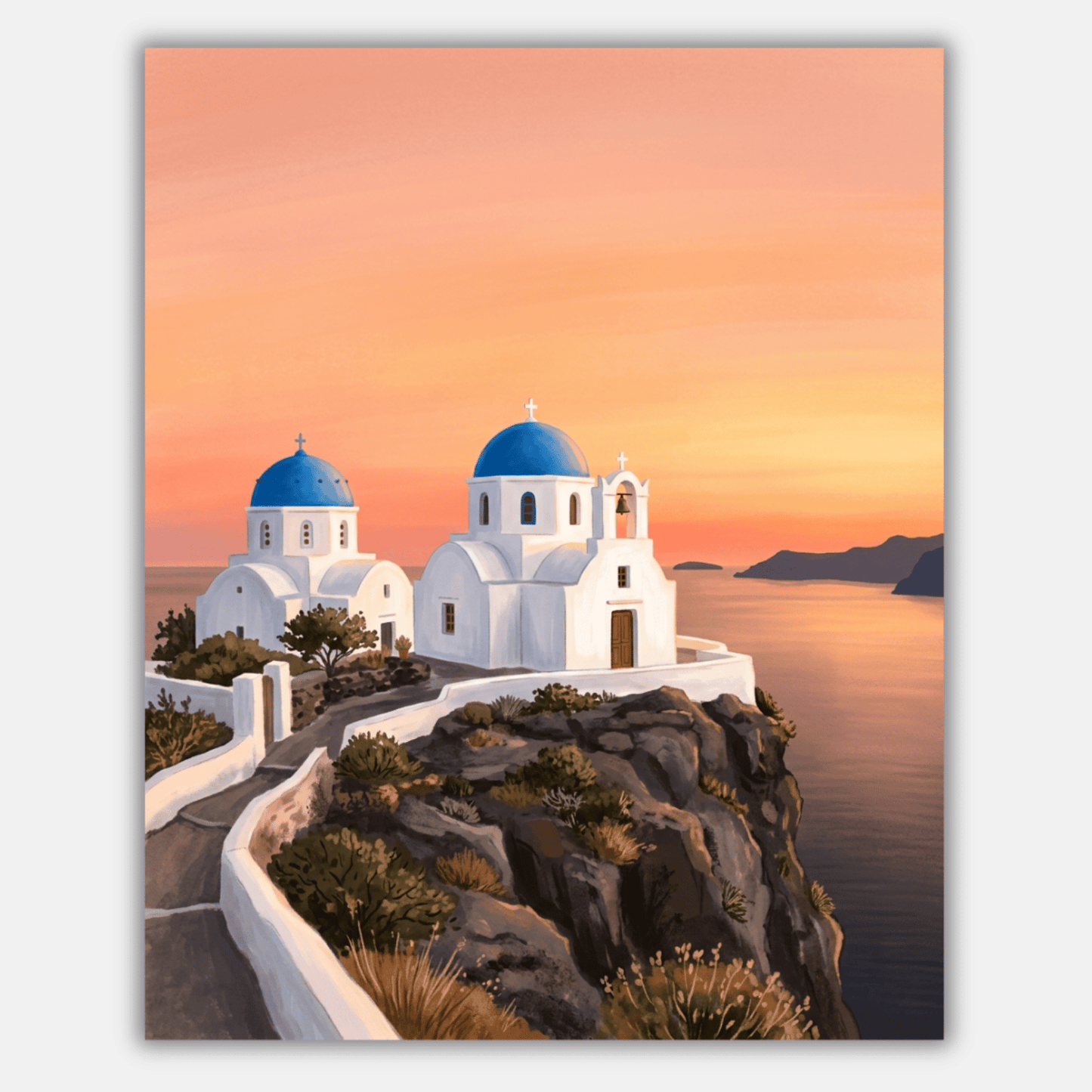 Sunset Santorini Church PicturaNumbers
