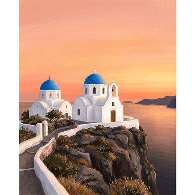 Sunset Santorini Church