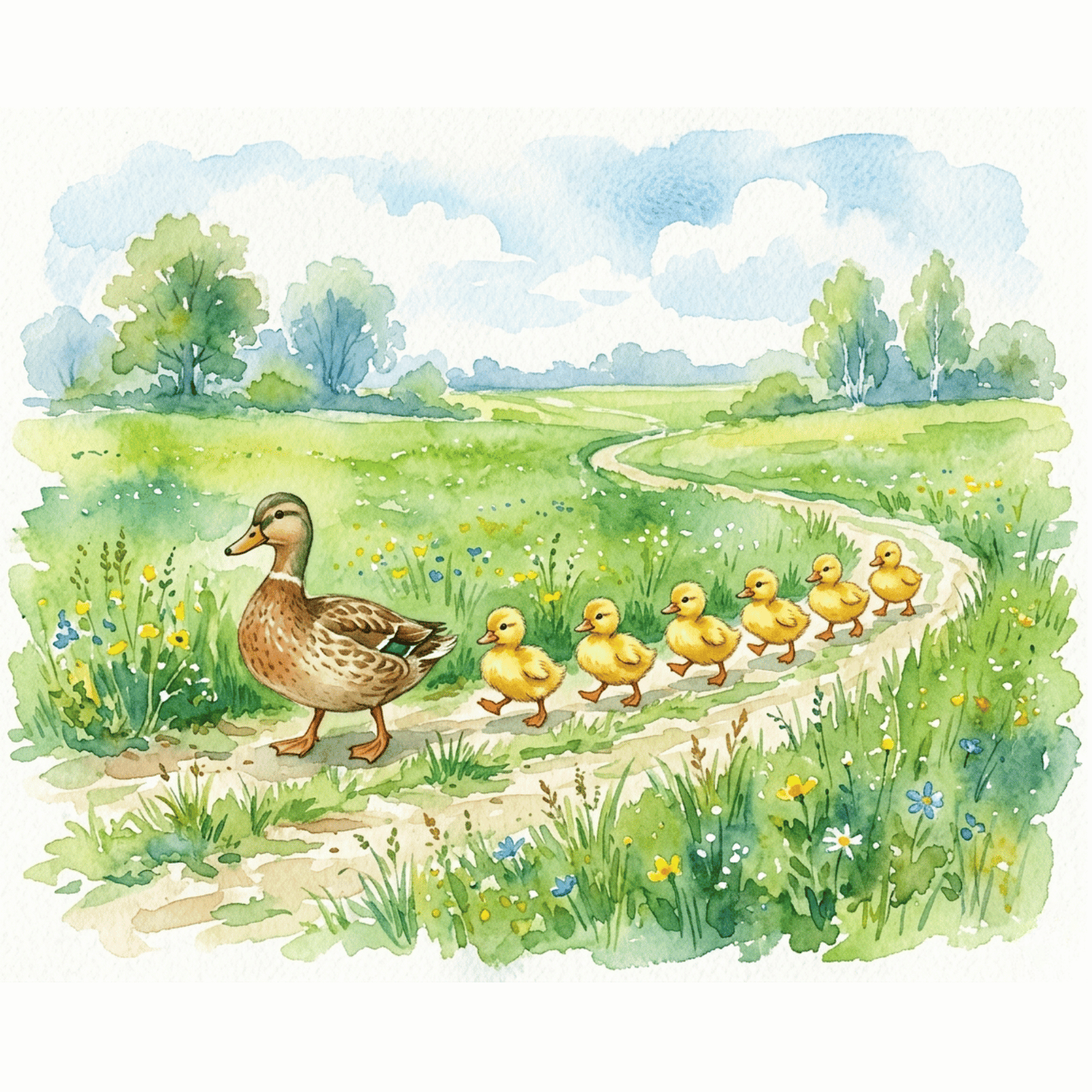 Water Colour Duckling Parade PicturaNumbers