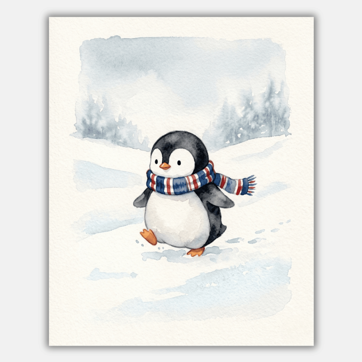 Water Colour Penguin Scarf PicturaNumbers