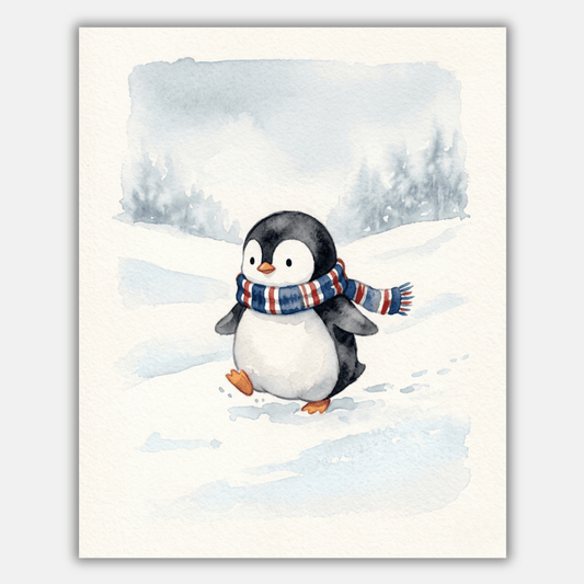 Water Colour Penguin Scarf PicturaNumbers