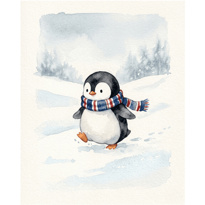 Water Colour Penguin Scarf