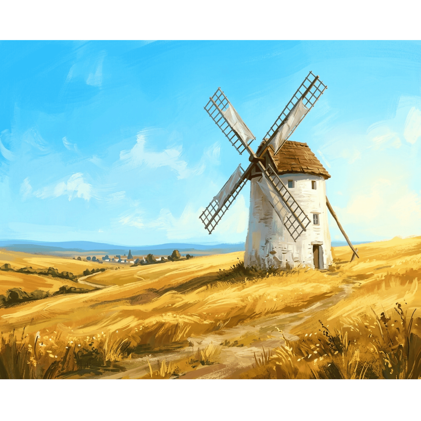 Windmill Wheat Field PicturaNumbers