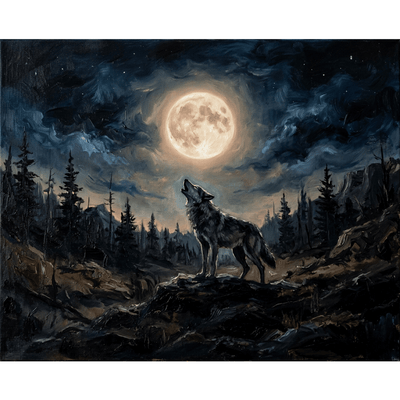 Wolf Howling Moon