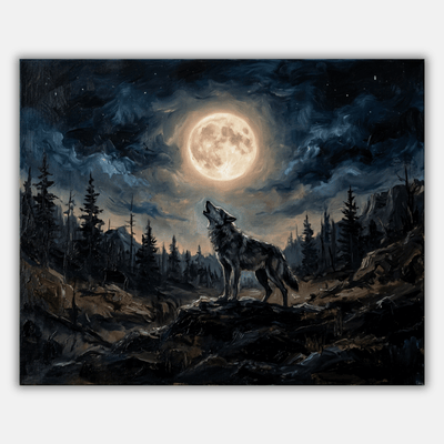 Wolf Howling Moon